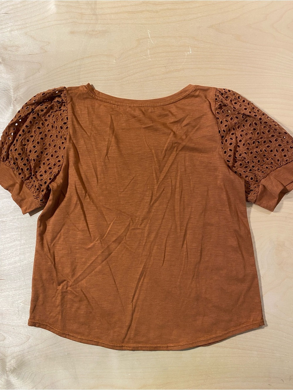 Jane + Delancey Eyelet Puff Sleeve Top - Rust Medium (RT) - Picture 7 of 8
